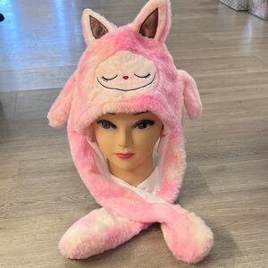 Pink Bunny Ear Plush Hat for Kids